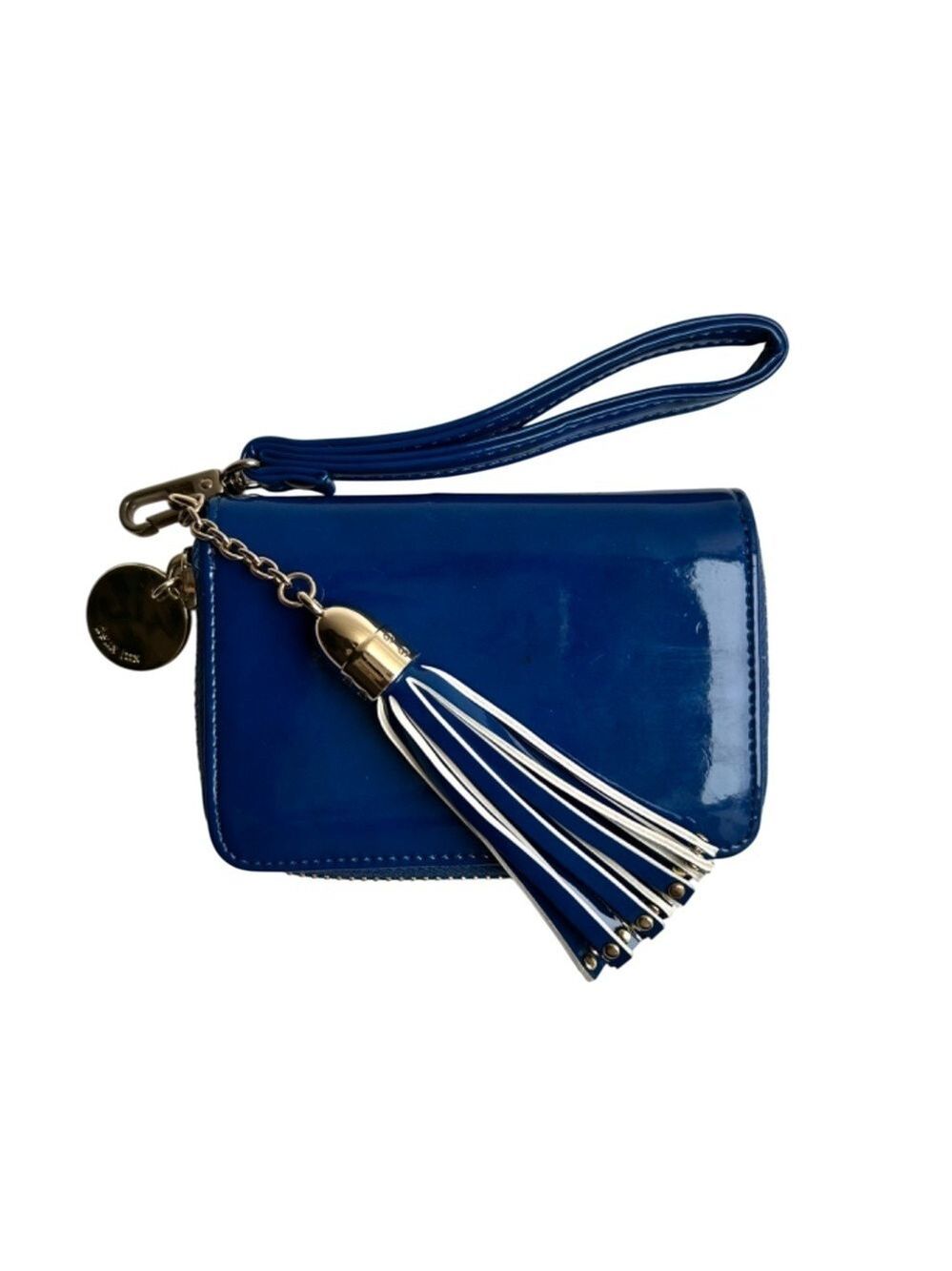 Deux Lux Blue Vegan Patent Leather Organizer Wristlet Wallet
